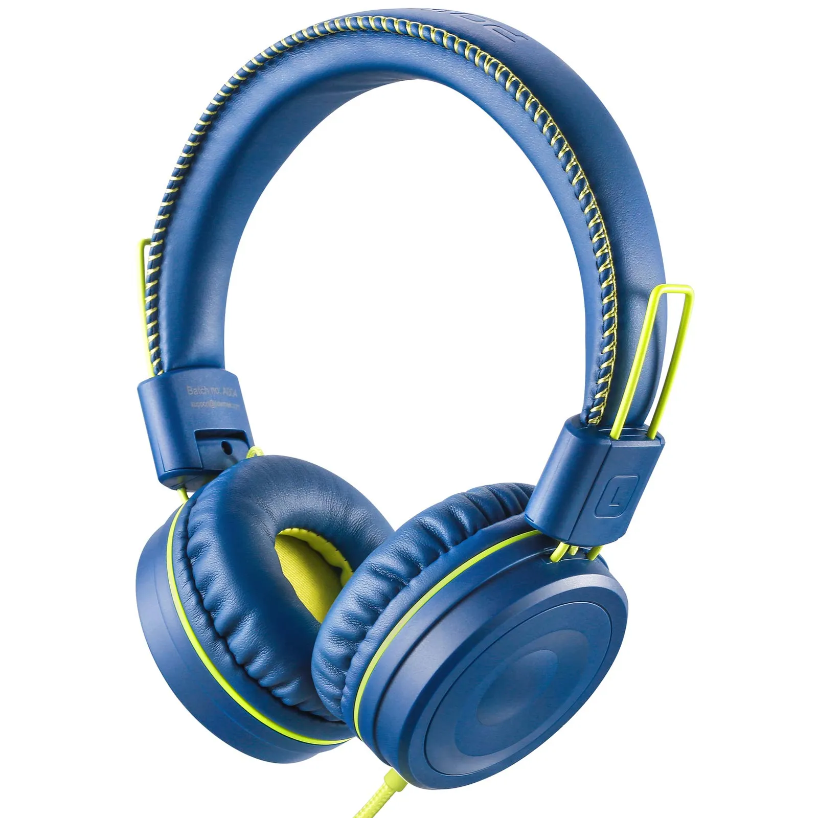 POWMEE M1 Kids Headphones - Foldable, Adjustable, Tangle-Free, Stereo 3.5MM Jack On-Ear (Blue)