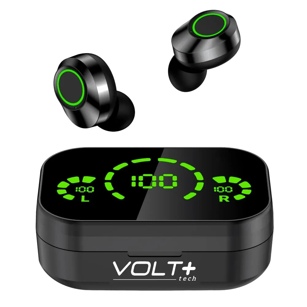 Pro Earbuds Wireless V5.3 LED with PowerBank, IPX4 Water-Resistant, Noise Reduction, Black