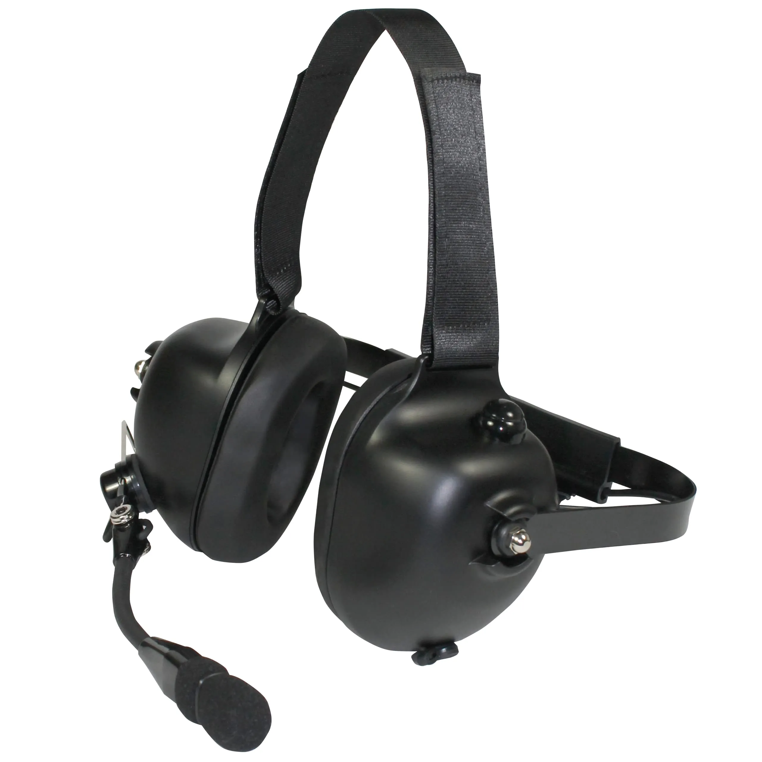 PRYME HDS-EMB Racing Style Wired Dual-Muff Headset - Lightweight, Noise-Canceling, Black