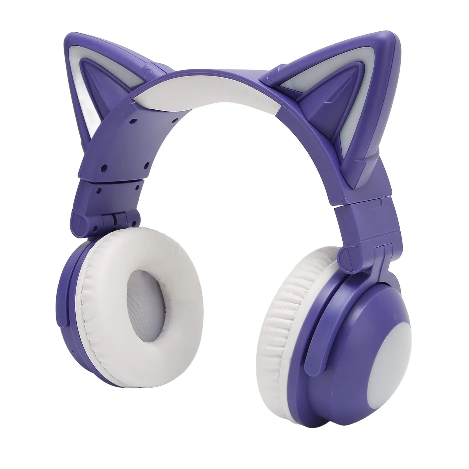 PUSOKEI RGB Cat Ear Headphone, Cute Gaming Bluetooth Headset with Adjustable LED Light