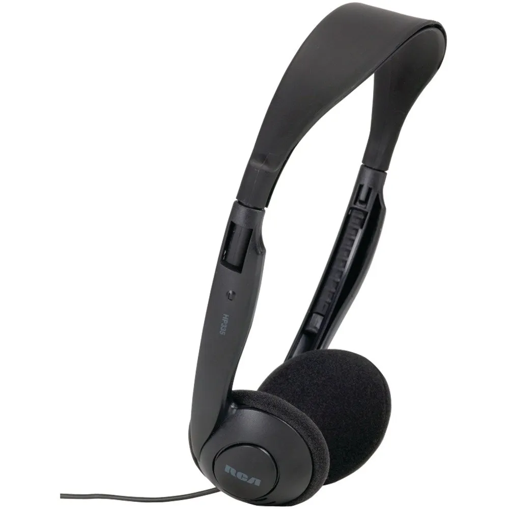 RCA HP335R Adjustable Over-the-Ear Headphones, 3.5mm Jack, Lightweight, 98 dB Sound Quality