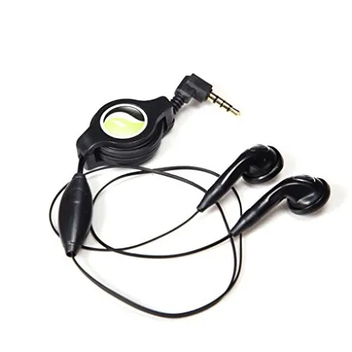 Retractable Earphones with Mic 3.5mm Hands-Free Headset for Alcatel Insight - Black