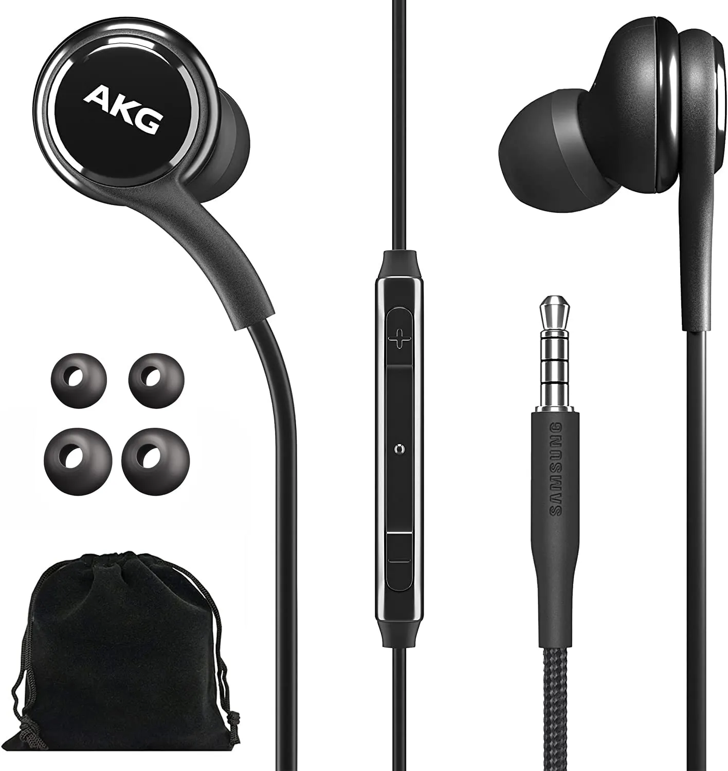 SAMSUNG AKG Wired Earbuds 3.5mm Headphones with Remote & Microphone - Noise Isolating, Black