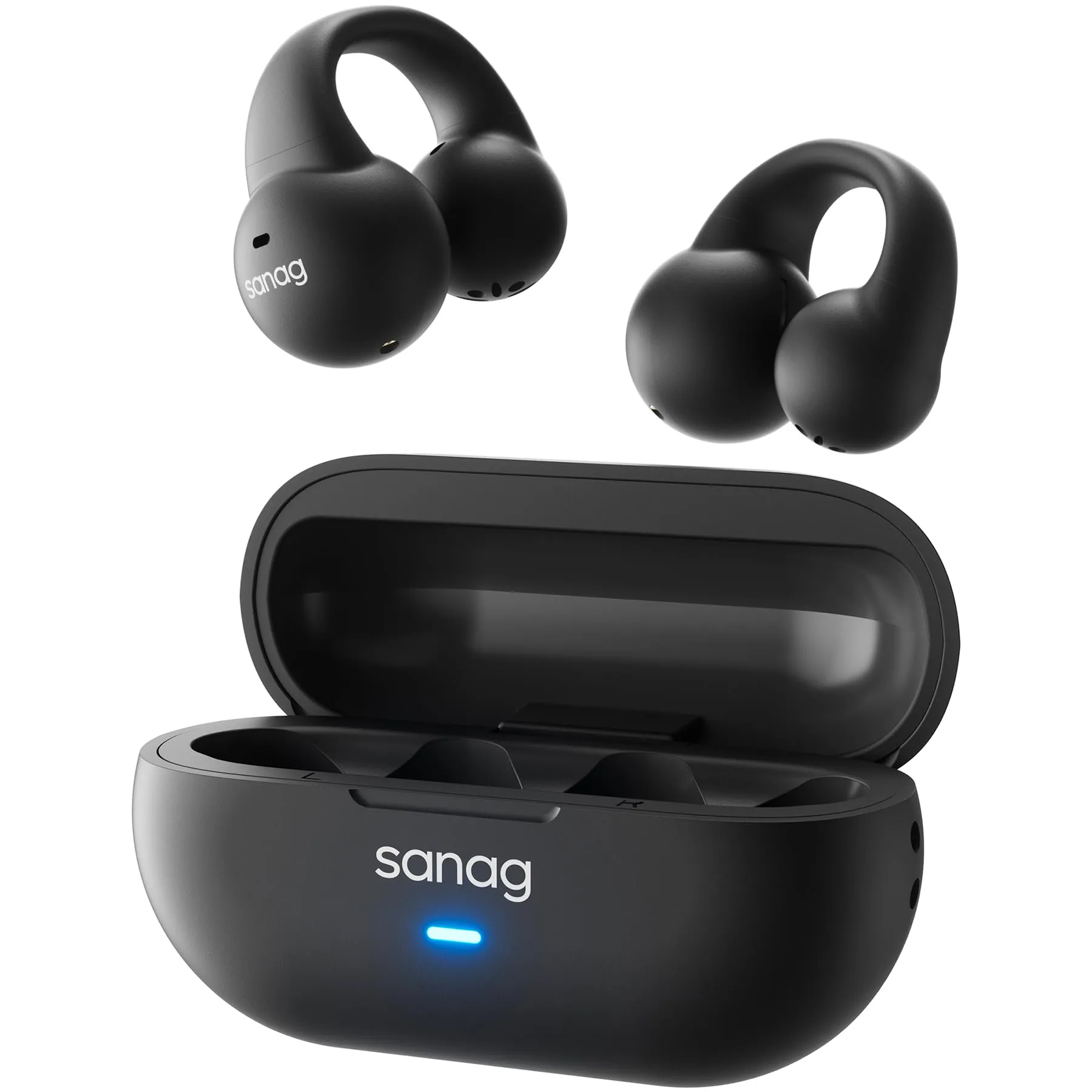 Sanag Open Ear Wireless Earbuds, Bluetooth 5.3, Clip-On, Waterproof, 24Hrs Playback, Bone Conduction