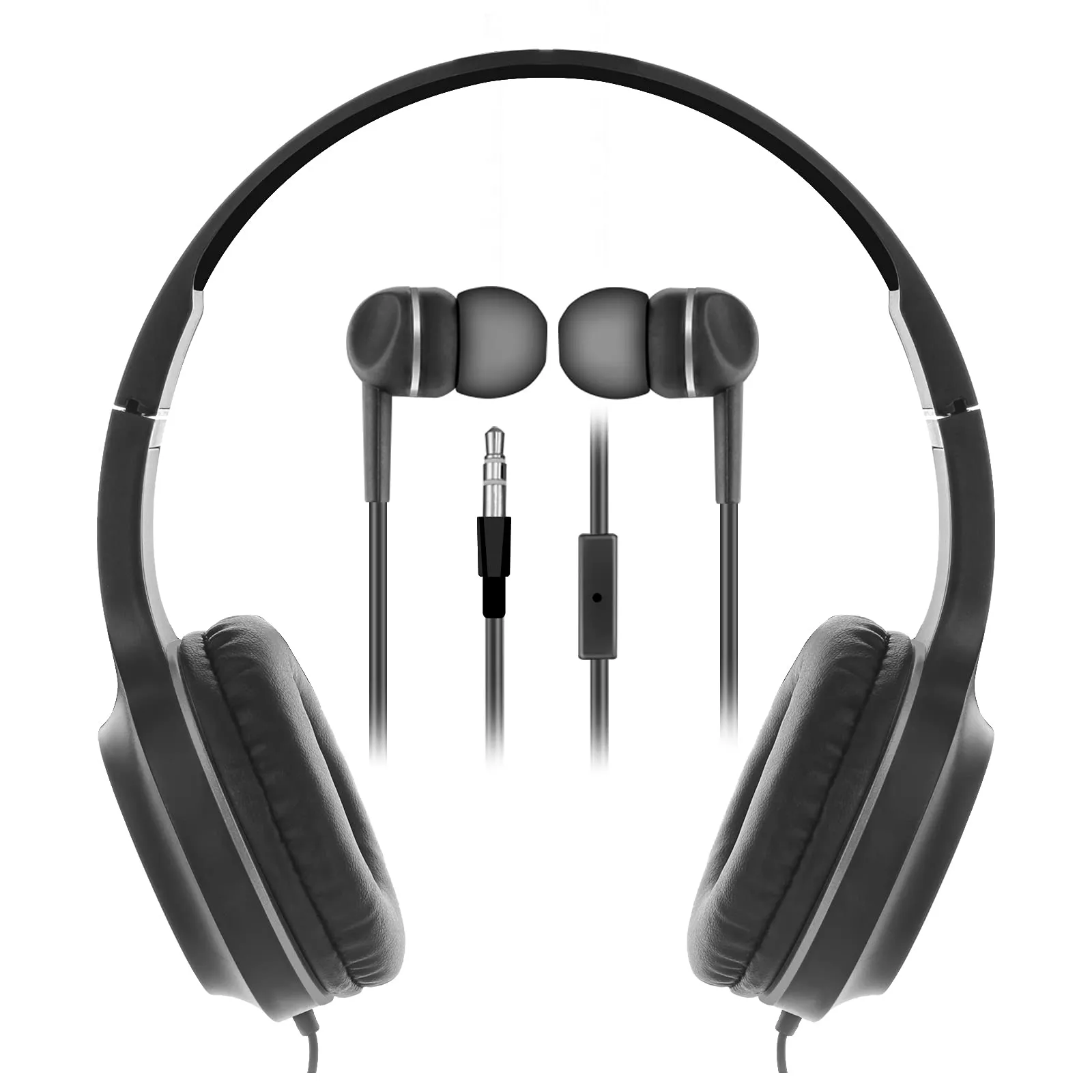 SENTRY BLWHC101 Overhead & Buds 2PACK Wired Black/Gray - Premium Sound Quality