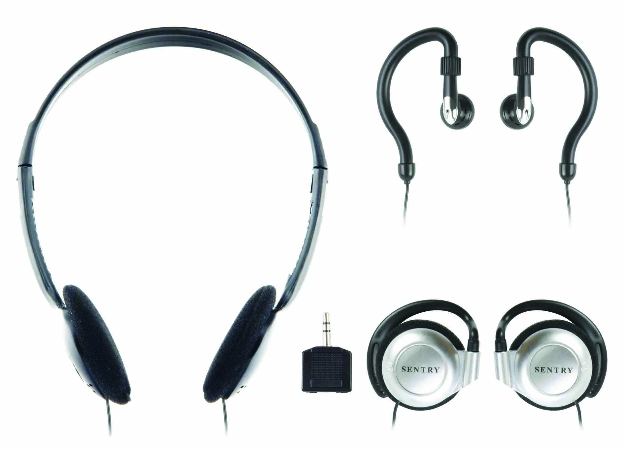 SENTRY Industries 784CD Headphones Pack of 3 Styles Black – Wired Digital Stereo Sound