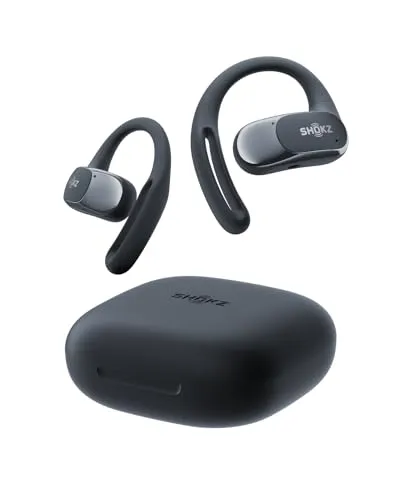 SHOKZ OpenFit Air Black - Open-Ear Headphones, True Wireless, Water Resistant, Secure Earhooks