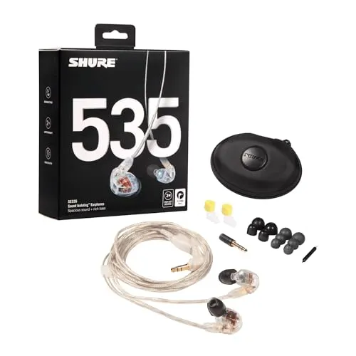 Shure SE535-CL Professional Sound Isolating Earphones - High Definition Sound, Natural Bass, Clear