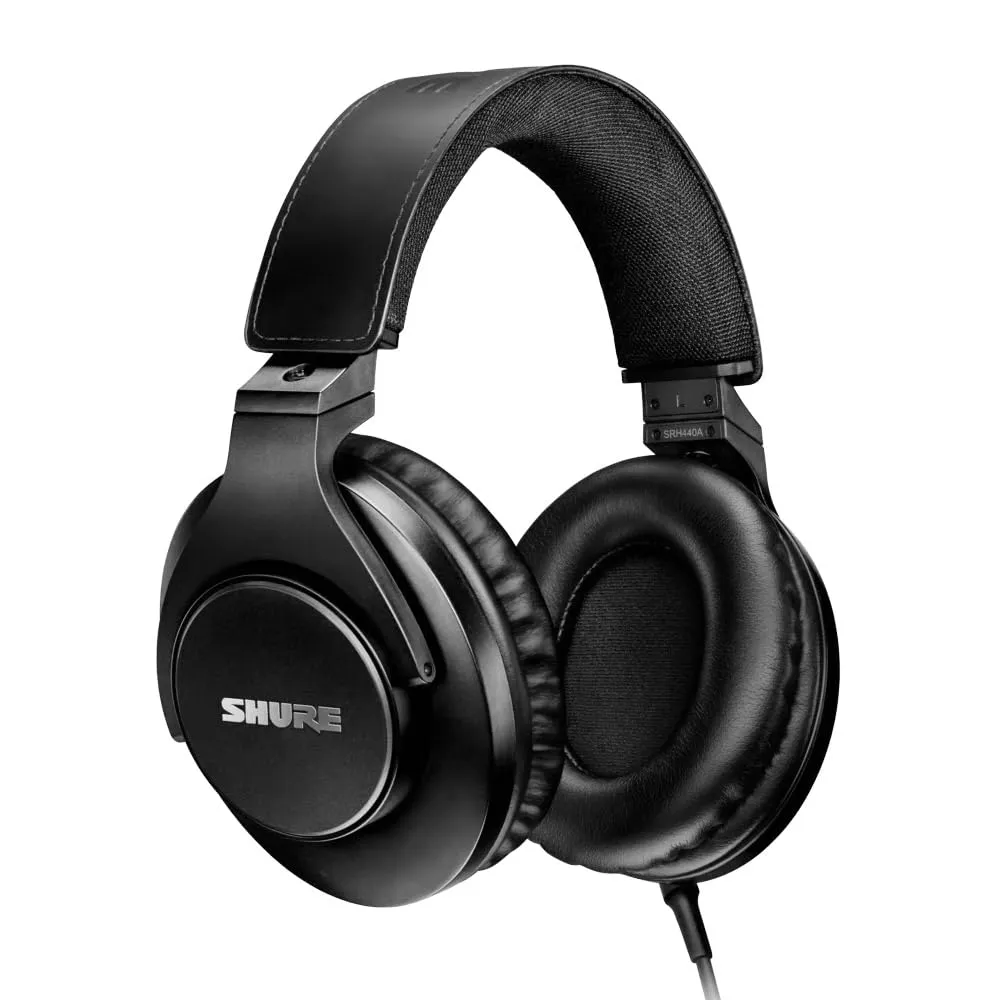 Shure SRH440A Over-Ear Wired Headphones, Professional Studio Grade, Adjustable Design, 2022 Version