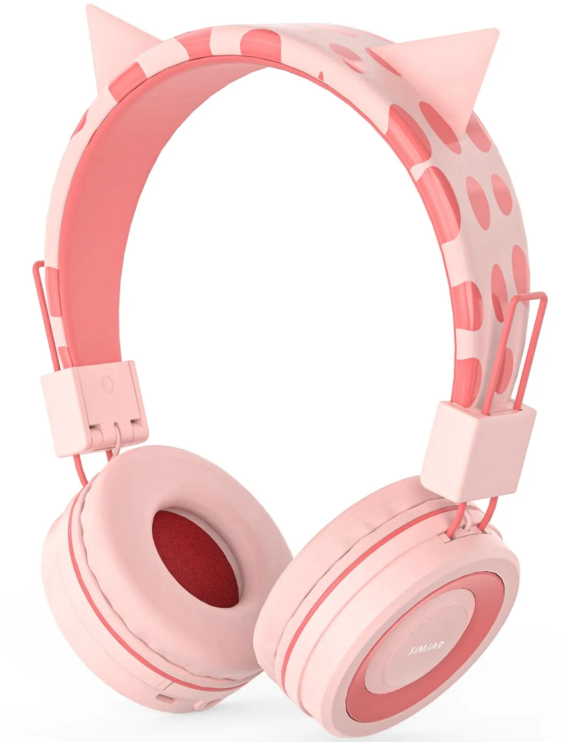 SIMJAR Cat Ear Kids Bluetooth Headphones, Wireless 94dB Volume Limiter, Foldable Pink Headset