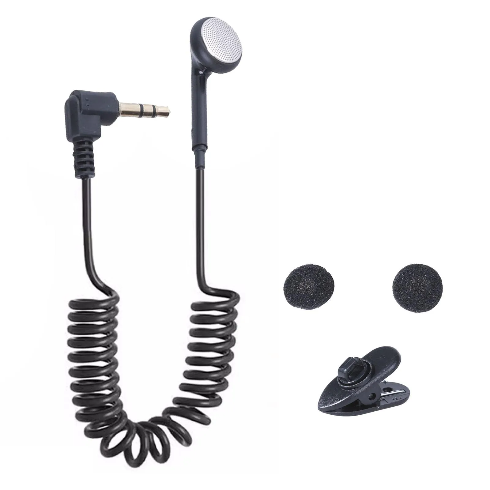 Single-Side Coiled Earbuds with 35-90cm Extendable Cable for Phones, Tablets, and Laptops