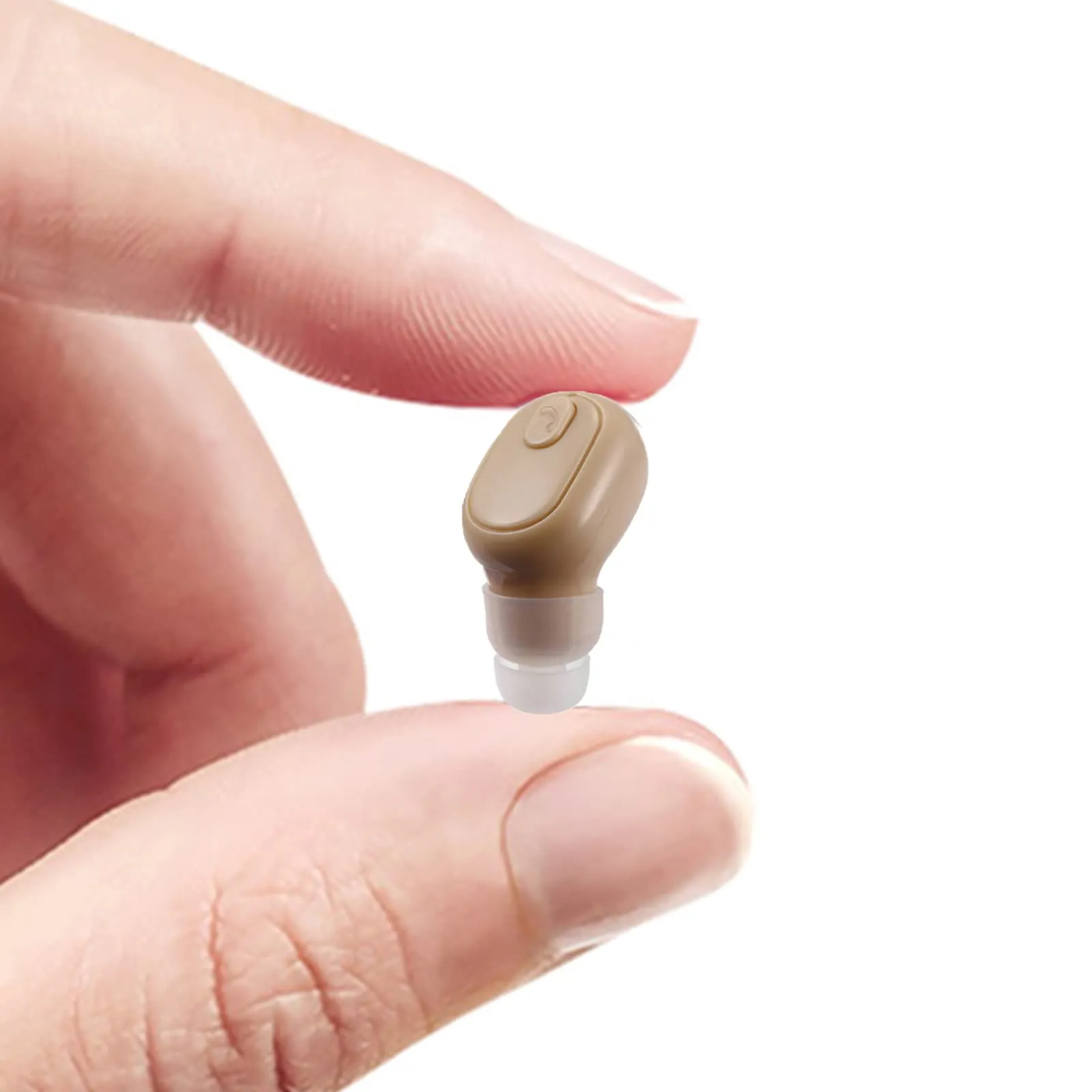 Single Bluetooth Wireless Earbud, Mini Invisible Beige Headphone with 12 Hours Battery Life