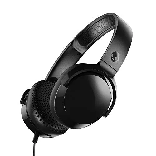 Skullcandy Riff On-Ear Wired Headphones with Microphone - Black, Comfortable & Travel-Ready