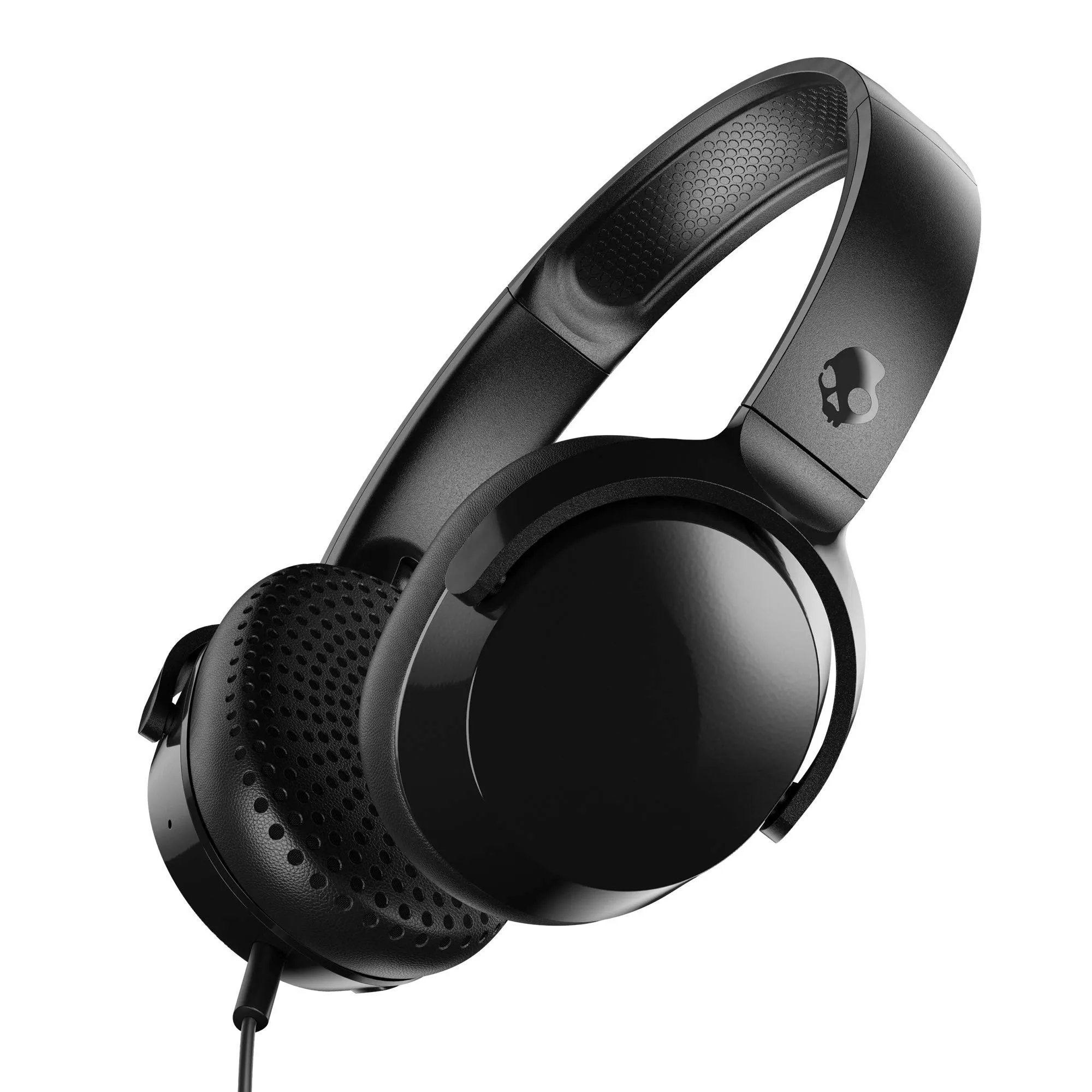 Skullcandy Riff Wired On-Ear Headphones - Black - Lightweight, Collapsible Design, Microphone Control