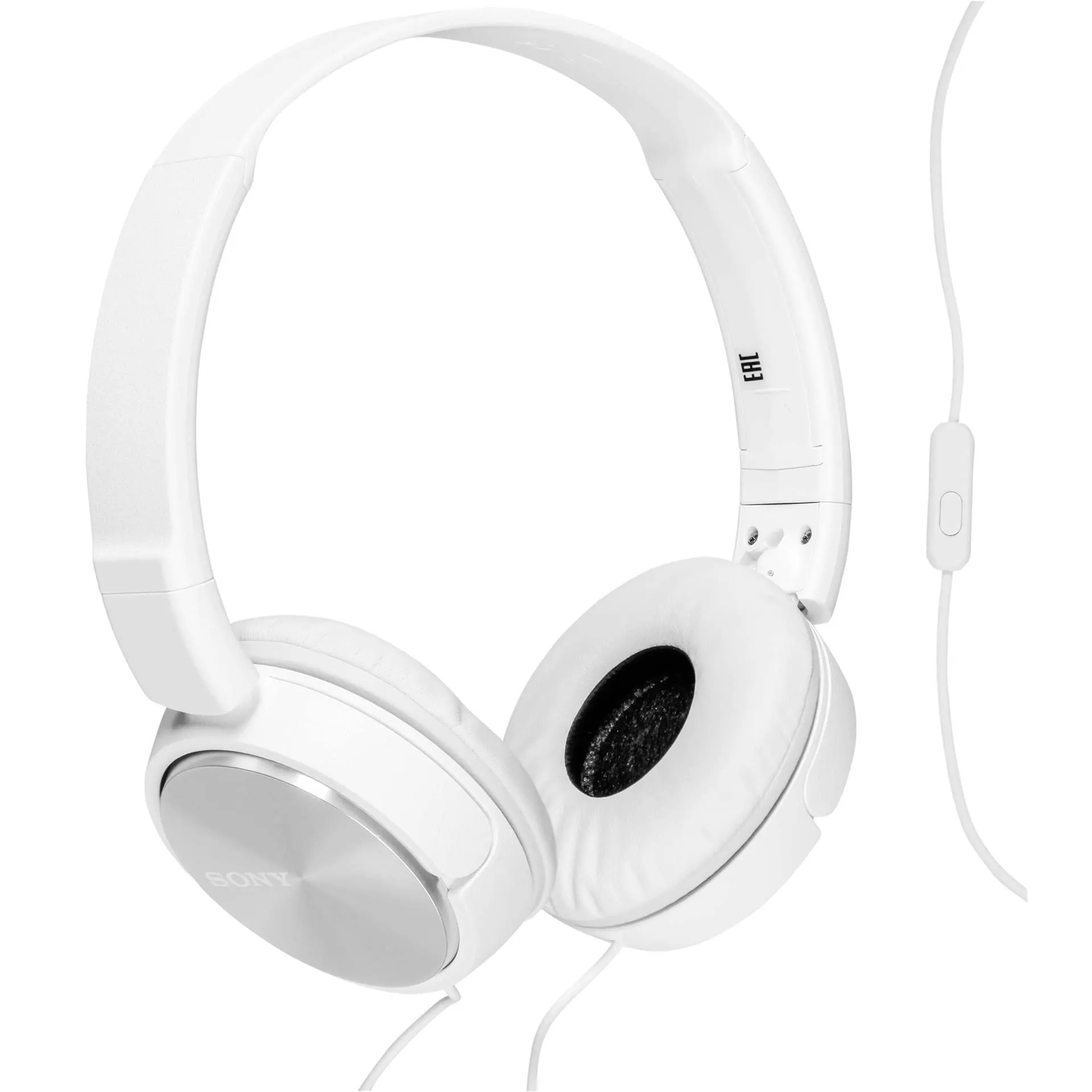 Sony Foldable Headphones with Mic - Lightweight Band, Metallic White, 30mm Drivers, Travel-Friendly