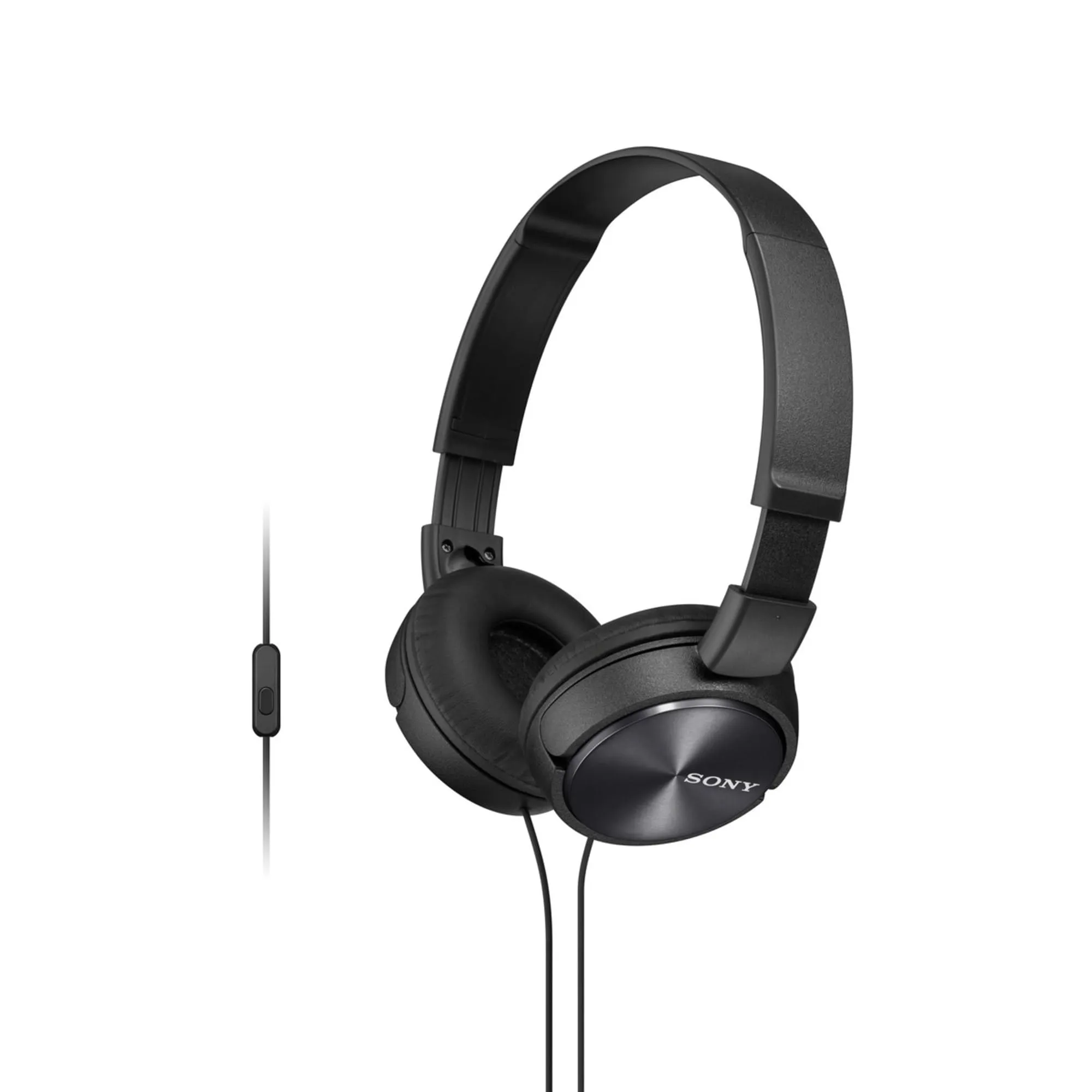 Sony Foldable Headphones with Smartphone Mic - Metallic Black, 1.2m Cable, Powerful Sound