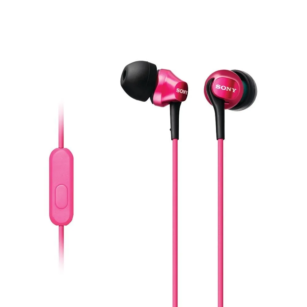 Sony MDR-EX100AP/P In-Ear Headphones - Pink, 9mm Driver, 5-24,000 Hz Frequency Response