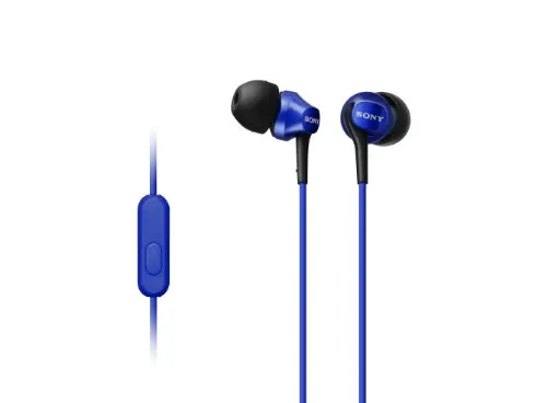 Sony MDREX100APL In-Ear Headphones Earbuds in Blue with Remote Control & Premium Sound Quality