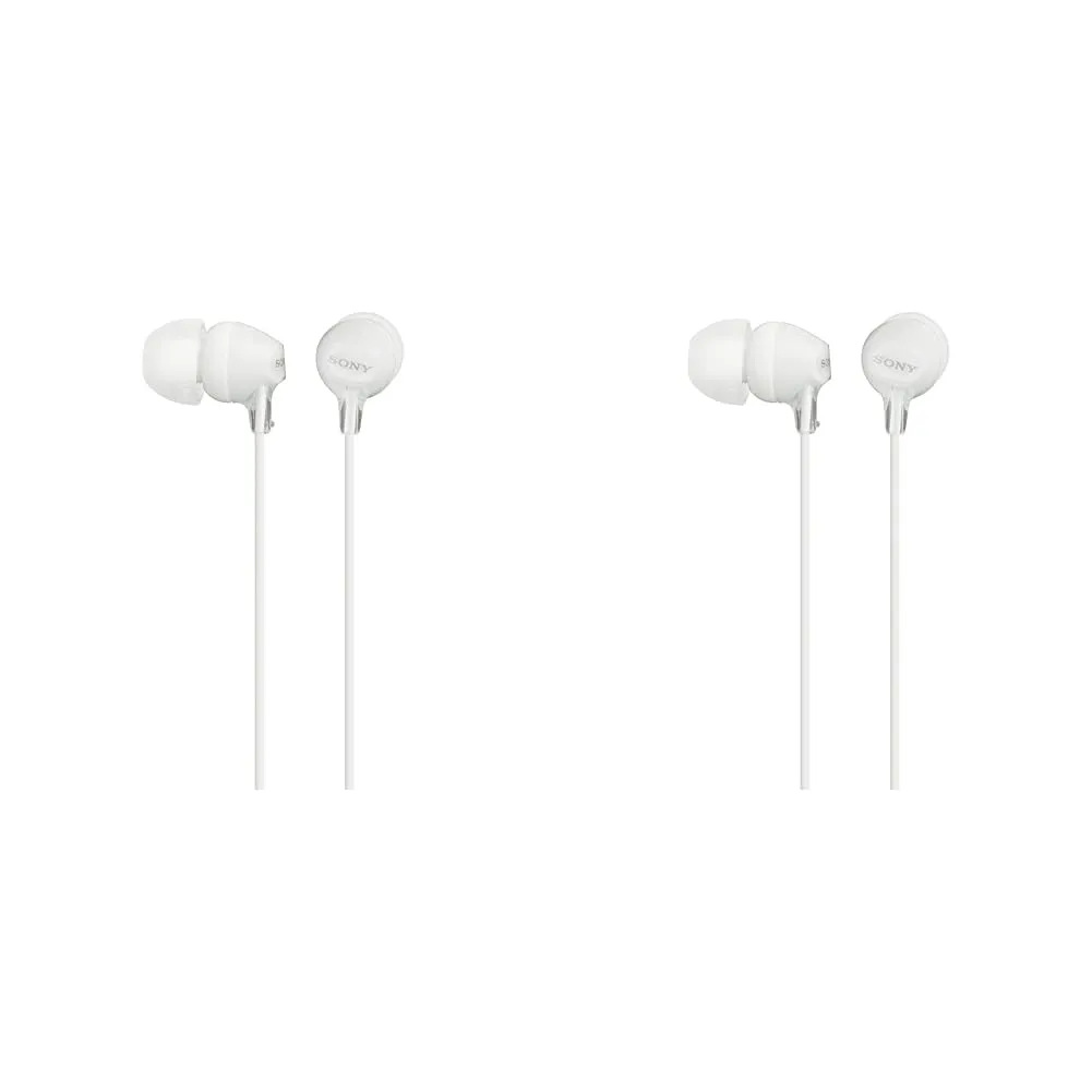 Sony MDREX15LP White In-Ear Earbud Headphones Pack of 2 with Hybrid Silicone Tips