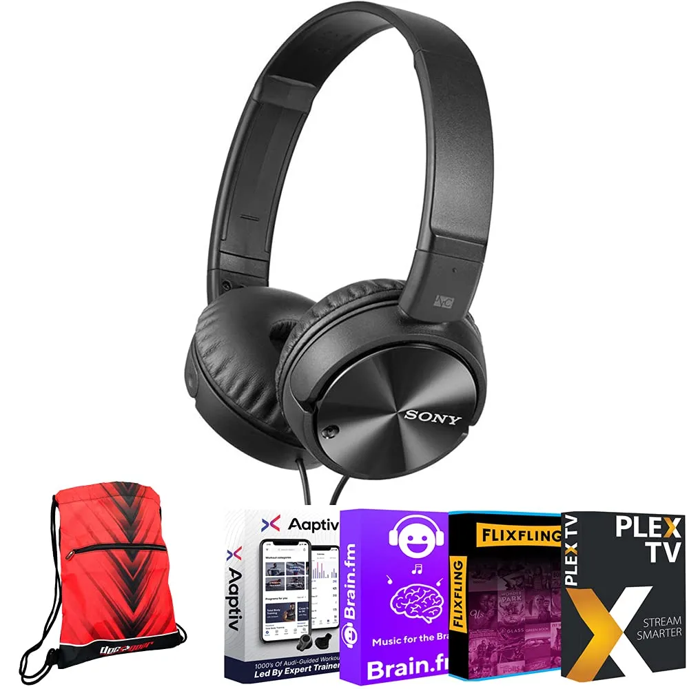 Sony MDRZX110NC Noise Cancelling Headphones with 80-Hour Battery Life & Tech Smart Audio Bundle