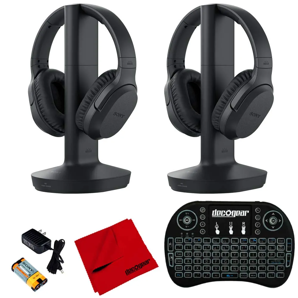 Sony RF400 Wireless Home Theater Headphones (2-Pack) with Deco Gear Accessories Bundle