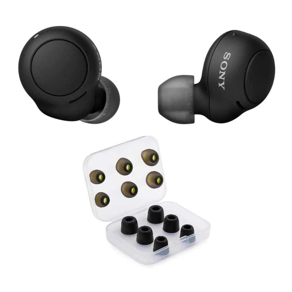 Sony WF-C500 Truly Wireless Bluetooth Earbuds (Black) with Foam & Silicone Tips Bundle