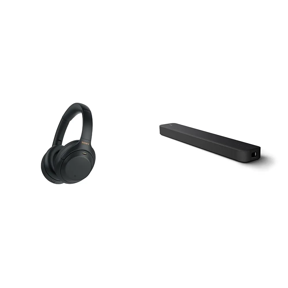 Sony WH-1000XM4 Noise Canceling Headphones & HT-S2000 Dolby Atmos Sound Bar - Black