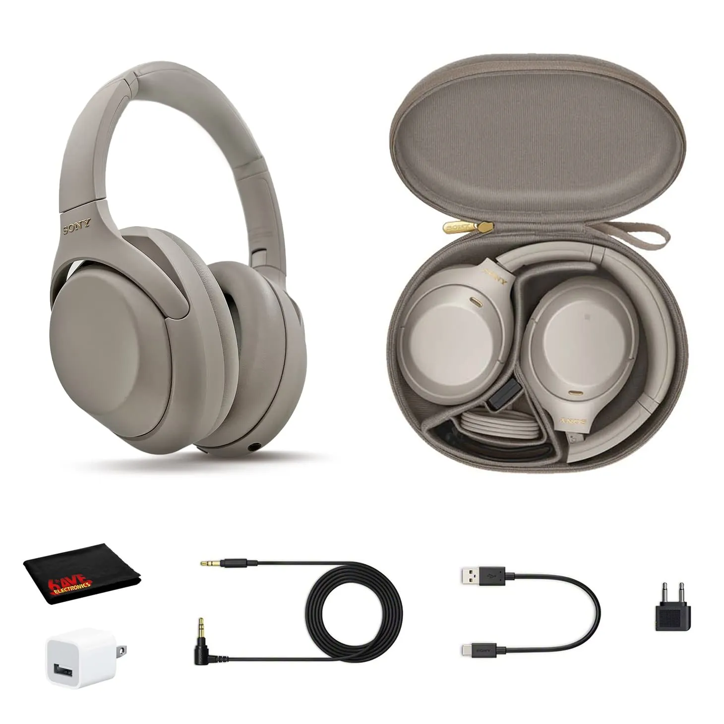 Sony WH-1000XM4 Wireless Noise-Canceling Headphones Bundle with USB Charger & Microfiber Cloth