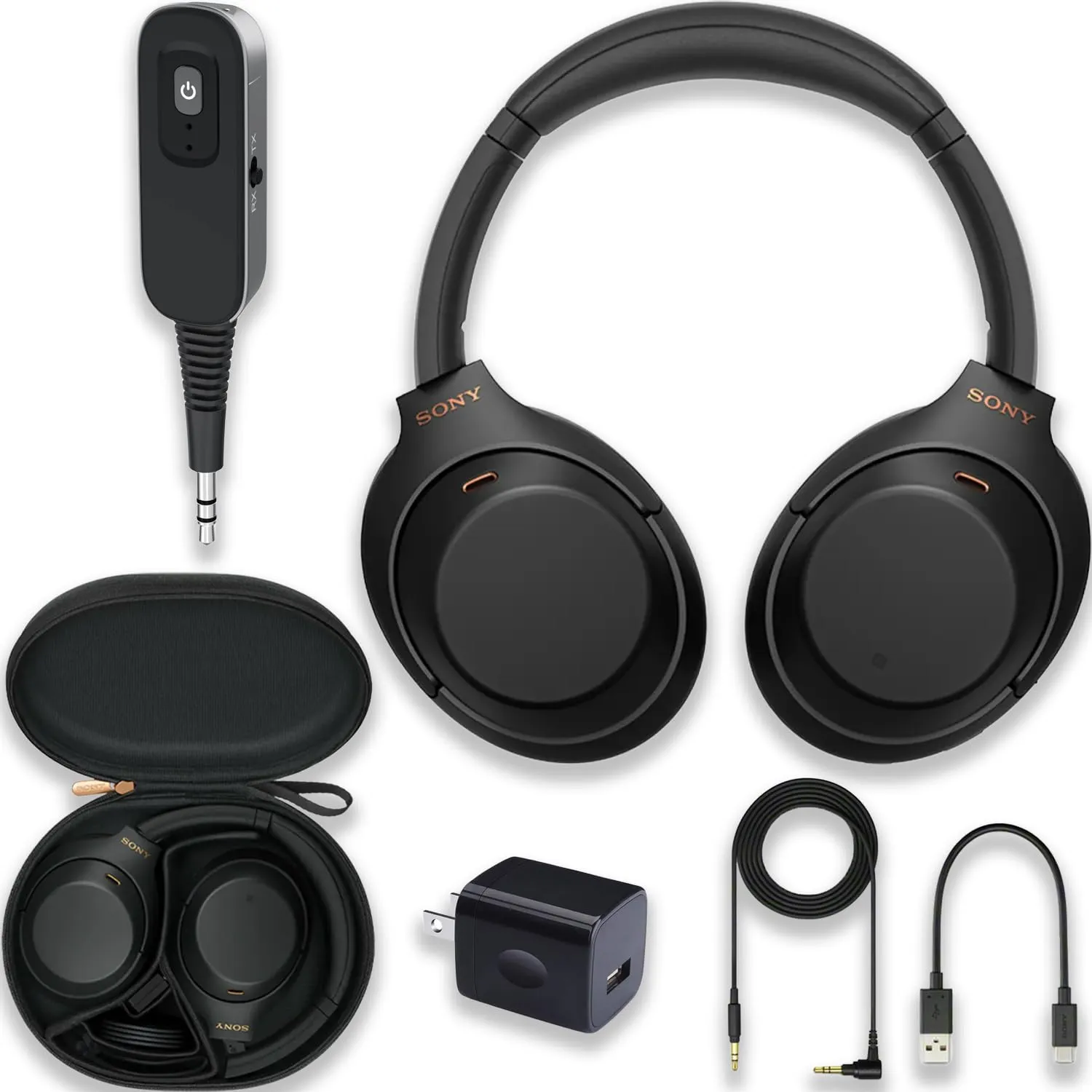 Sony WH-1000XM4 Wireless Noise-Canceling Headphones with Bluetooth Transmitter - Black