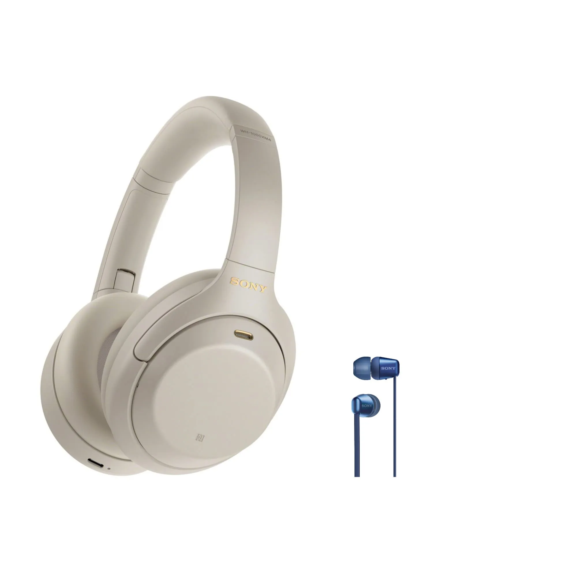 Sony WH-1000XM4 Wireless Noise Cancelling Headphones Bundle with WI-C100 In-Ear Headphones