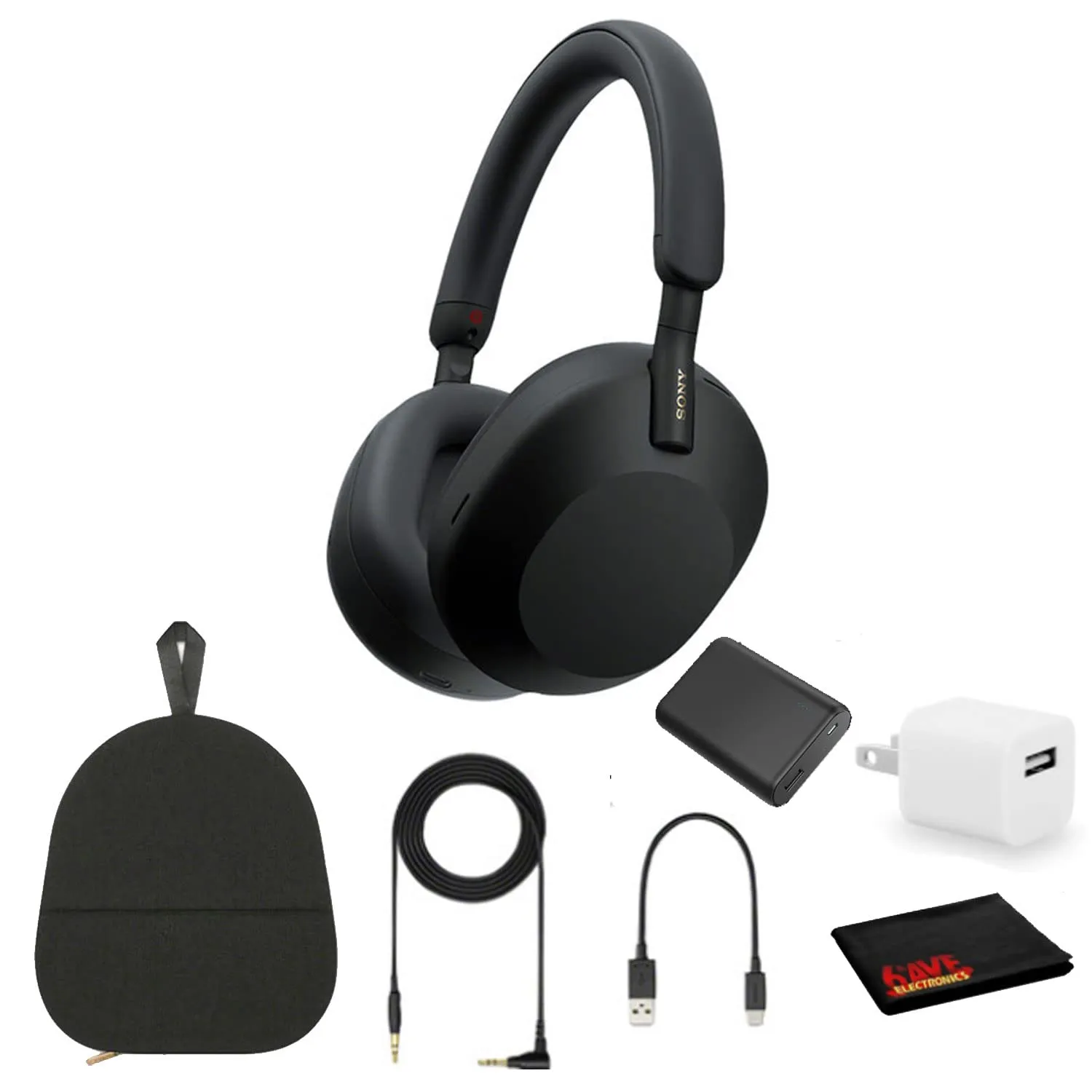 Sony WH-1000XM5 Black Wireless Noise-Canceling Headphones, 30-Hour Battery, Hands-Free Calling, Alexa