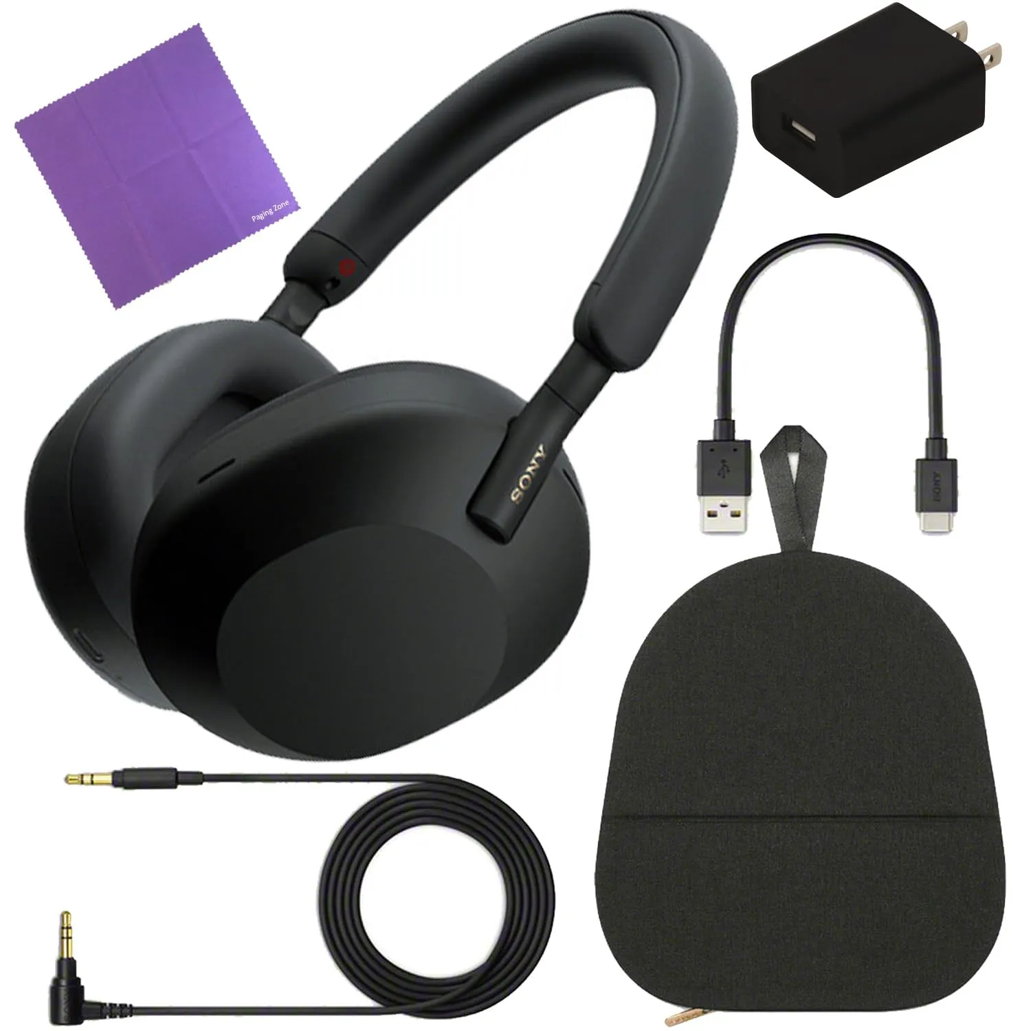 Sony WH-1000XM5 Bundle - Noise-Canceling Wireless Over-Ear Headphones (Black) with Accessories