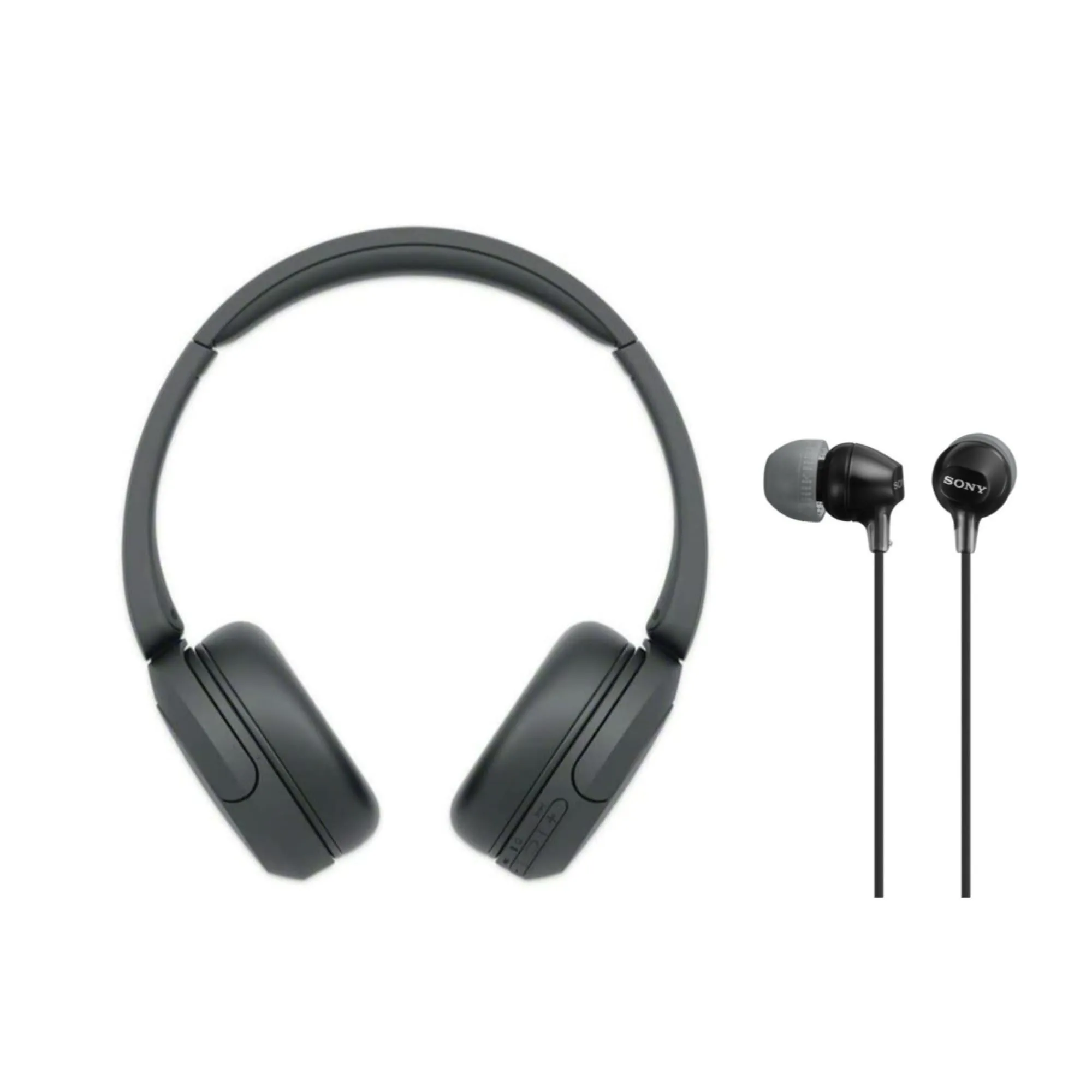 Sony WH-CH520 & MDR-EX15LP Bundle - Wireless Bluetooth On-Ear & In-Ear Headphones (Black)