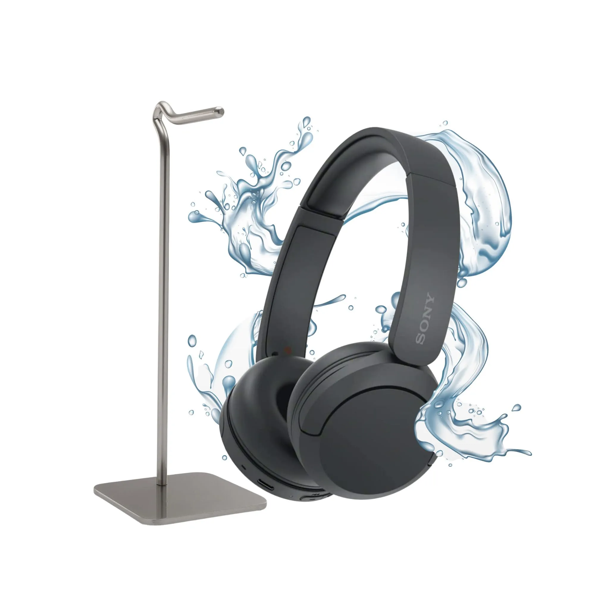 Sony WH-CH520 Wireless Bluetooth On-Ear Headphones (Black) with Knox Gear Metal Stand Bundle