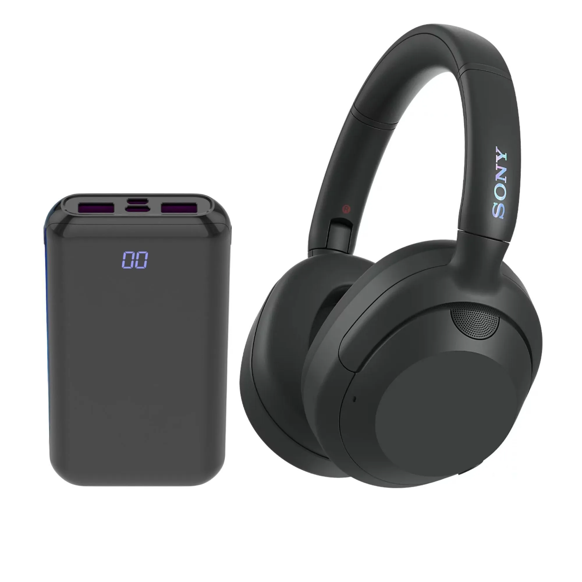 Sony WHULT900N-B ULT Noise Cancelling Headphones Bundle with 10000mAh Battery - Black