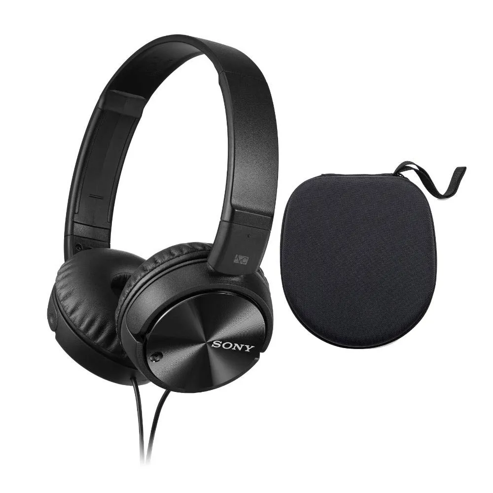 Sony ZX110NC Noise Cancelling Headphones Bundle with Hard Case - Lightweight & Powerful Sound