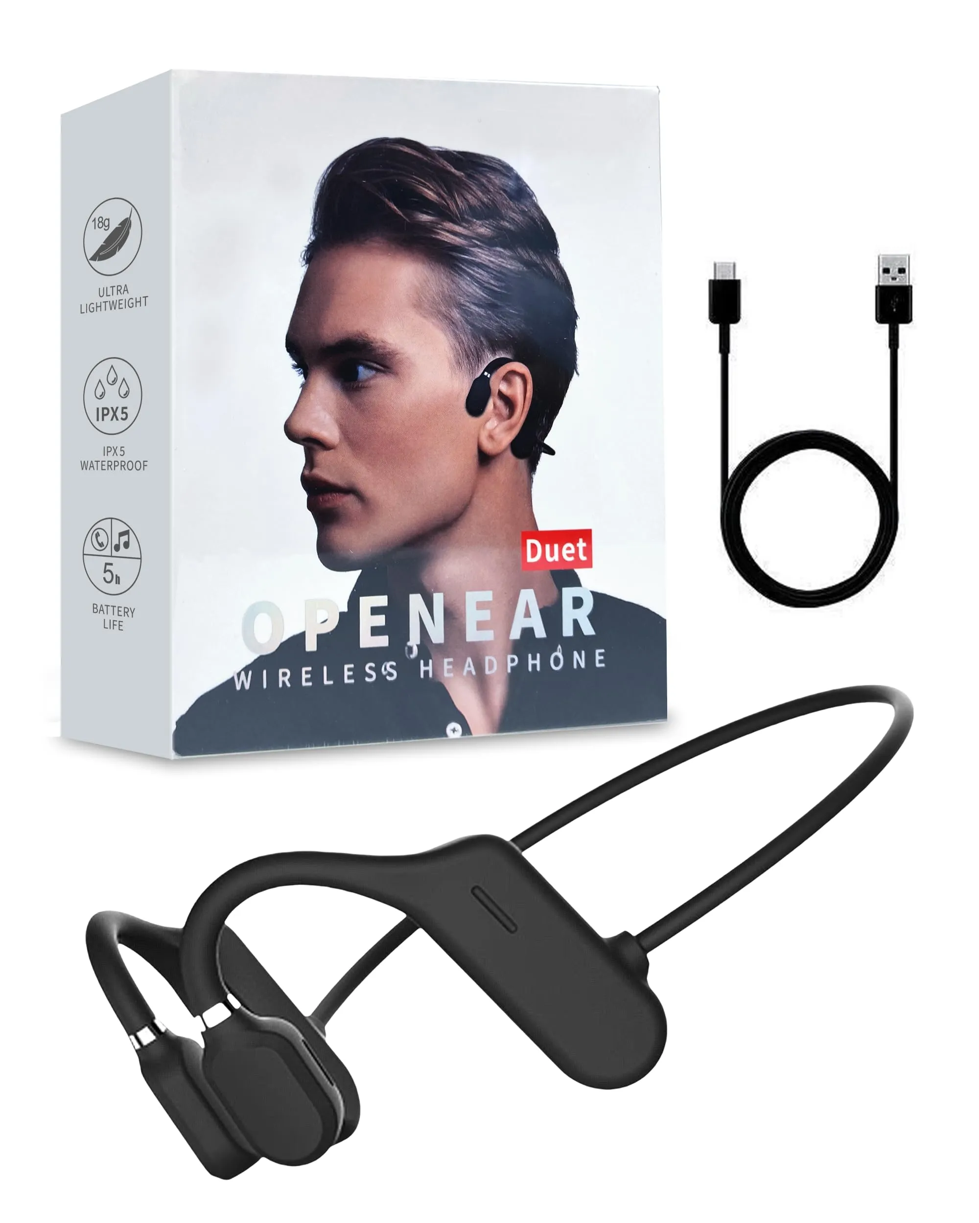 Sound Revv Inductivv Bone Conduction Headphones, Wireless Bluetooth Earphones, IP56 Waterproof