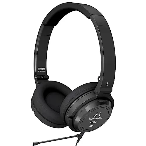 SoundMAGIC P23BT Bluetooth Headphones, CVC Noise Cancelling, Black, 60H Playtime, HiFi Sound