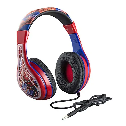 Spiderman Kids Headphones with Adjustable Headband, Volume Control, Tangle-Free, Over Ear Design