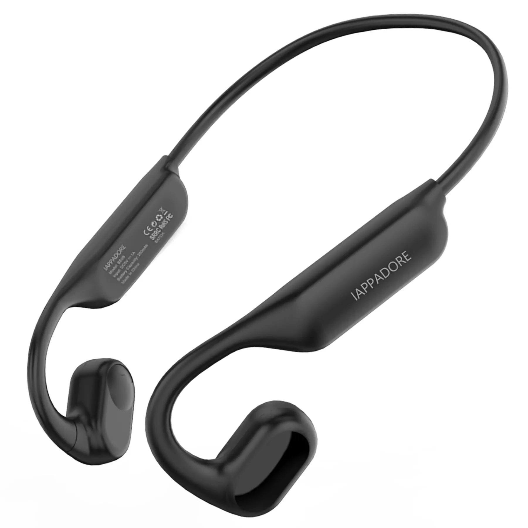 Sports Open-Ear Headphones, Bluetooth 5.3, IPX4 Waterproof, 10H Playtime, Touch-Slide Control, Black