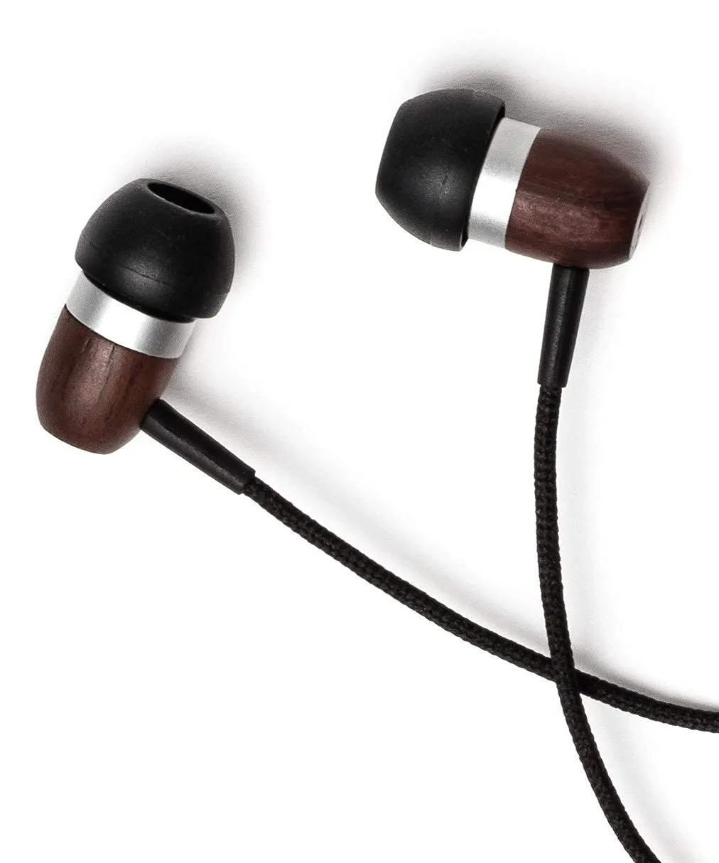 Symphonized GLXY Ebony Wood In-Ear Noise-Isolating Headphones with Mic, Tangle-Free Nylon Cable