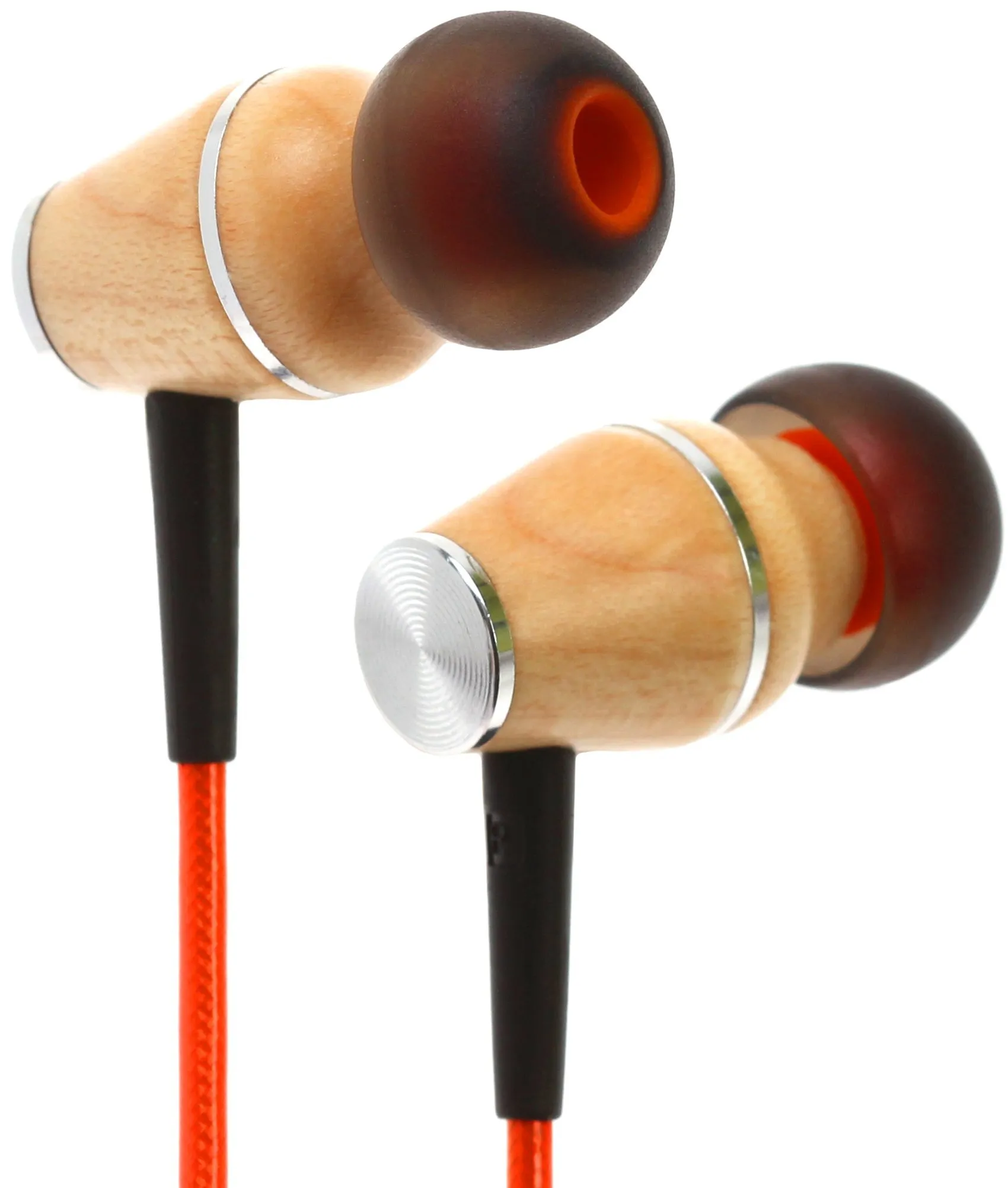 Symphonized XTC 2.0 Earbuds - Genuine Wood Stereo Earphones, Sunset Orange, Noise-Isolating