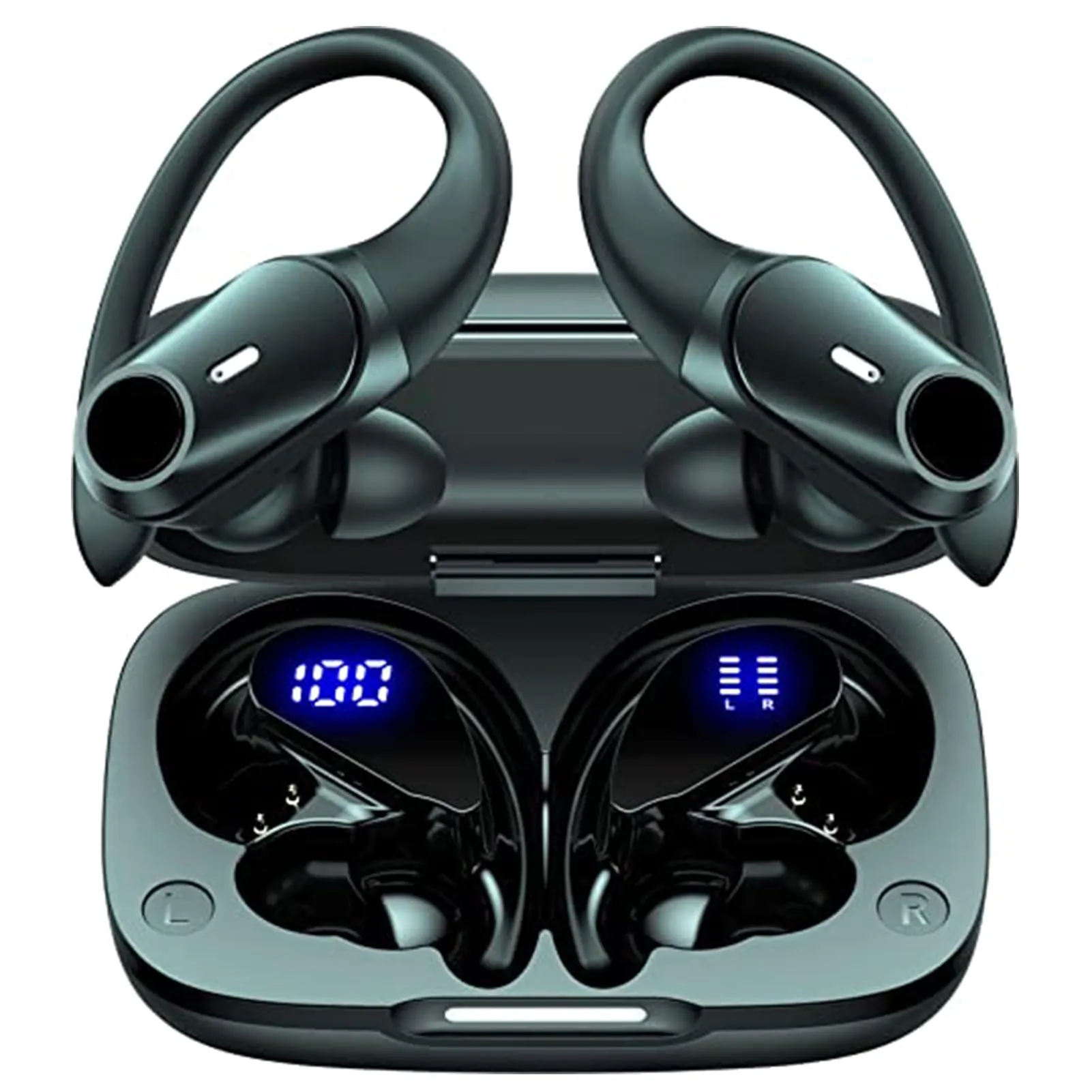 T59 Bluetooth Headphones Wireless Earbuds, 72hrs Playtime, IPX7 Waterproof, Deep Bass, Black