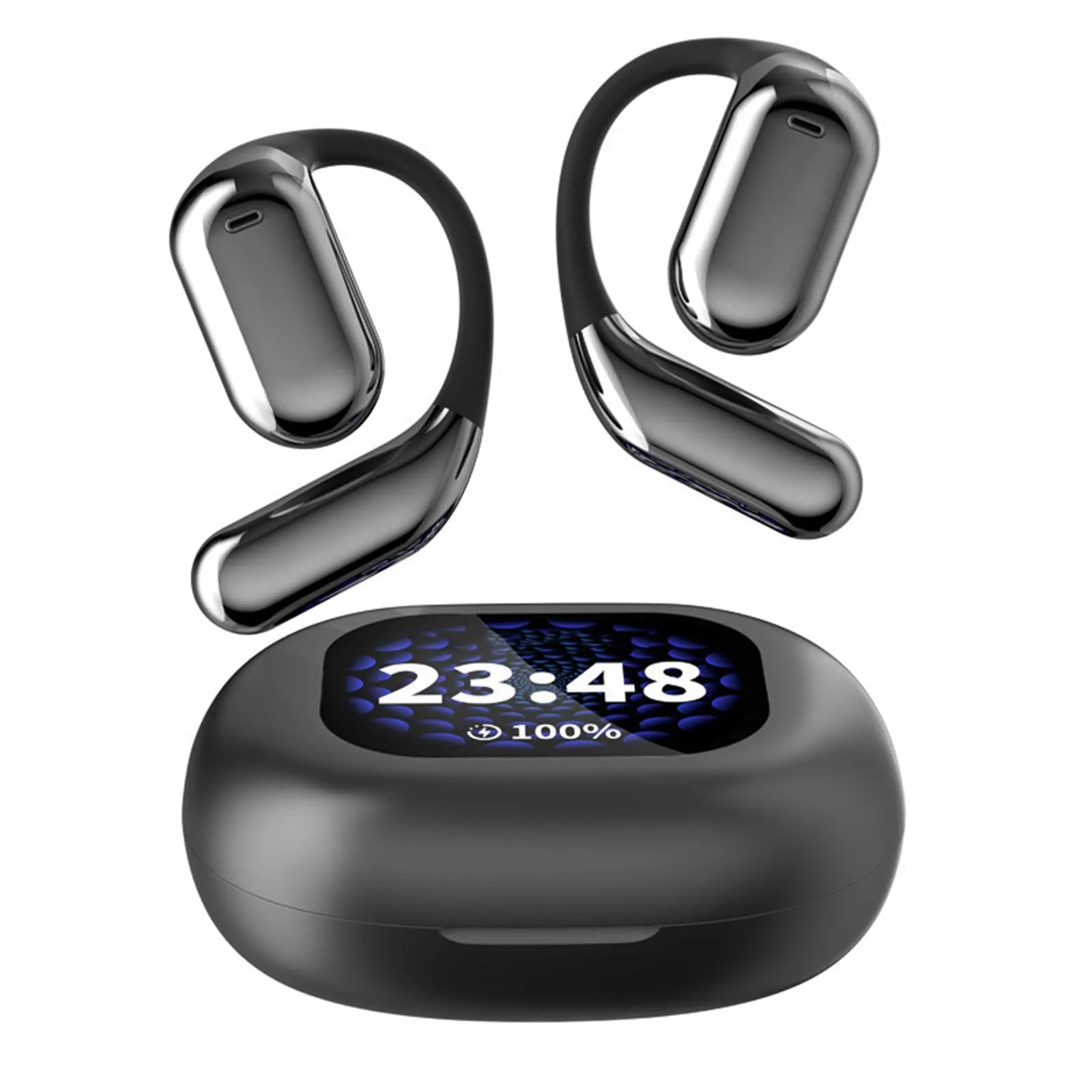 Touchscreen LCD Open Ear Earbuds with Case, Bluetooth 5.4, 40-Hour Battery, Lightweight Design