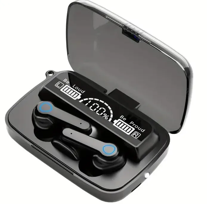 True Wireless Headphones M19 with Digital Display, Bluetooth, Noise Canceling, Long Battery Life