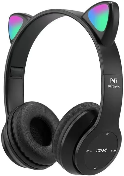 Upgraded Hybrid Active Headphones - Wireless Bluetooth, Deep Bass, Fast Charging, Mic, Black