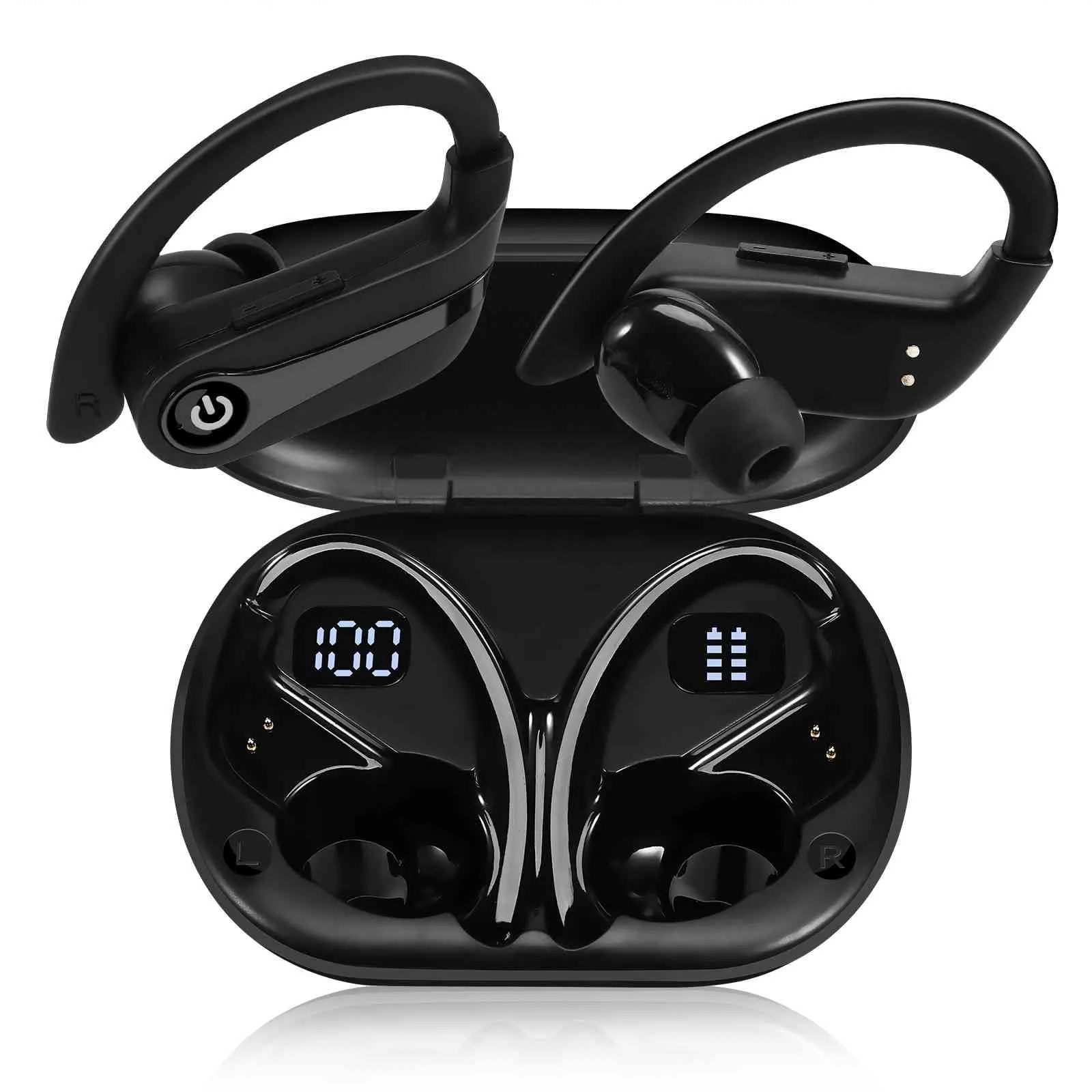 UrbanX Challenger Series Black Wireless Earphones - 200H Playtime, IPX7 Waterproof, Built-in Mic