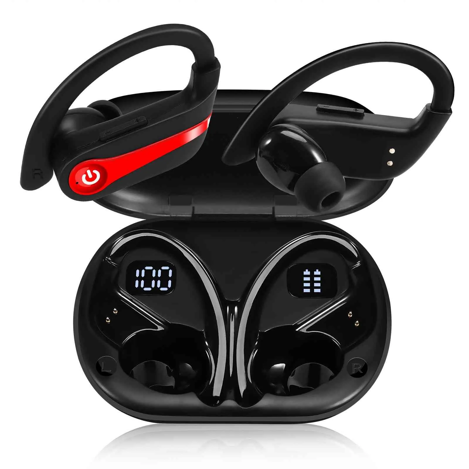 UrbanX Challenger Series Wireless Bluetooth Earphones - 200H Playtime, IPX7 Waterproof, Red