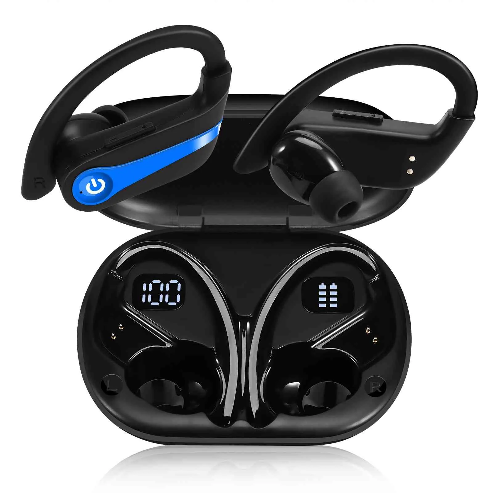 UrbanX Challenger Series Wireless Earphones - 200H Playtime, IPX7 Waterproof, Built-in Mic, Blue