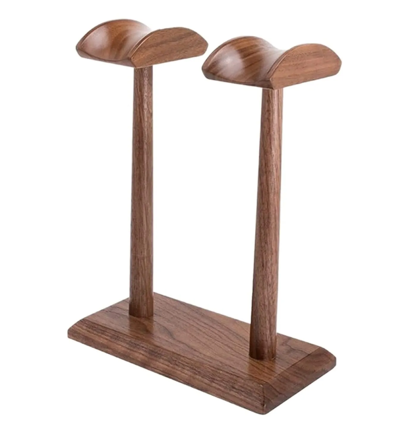 Walnut Headset Stand - Double Headphone Holder, Natural Solid Wood, 8.6x4.3x11in, SCUUBE